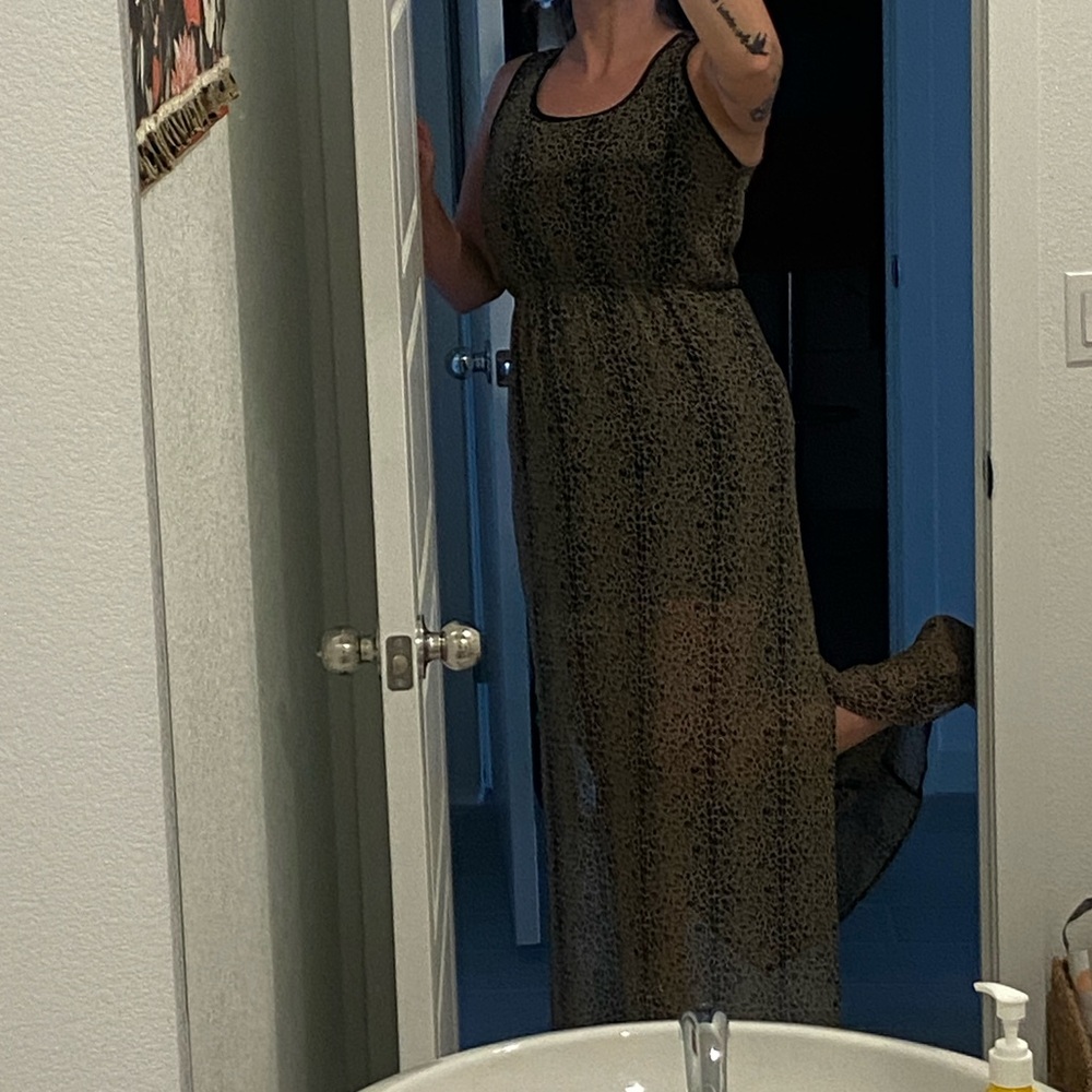 Dee Elle Leopard Print Sheer Dress